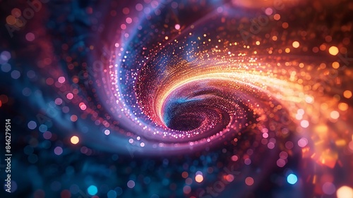 Vibrant spiral with dynamic light patterns photo