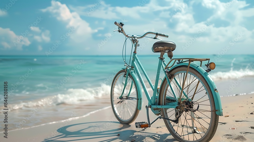 Travel and relaxation concept old bicycle at the seaside Travel and relaxation concept old bicycle at the seaside