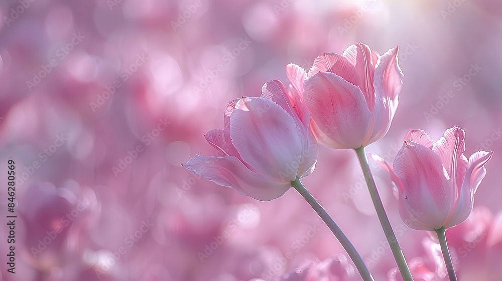 Obraz premium Close-up of pink tulips with soft focus
