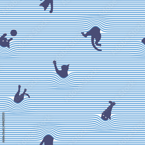 A pattern of a cat playing hidden under the sheets,
