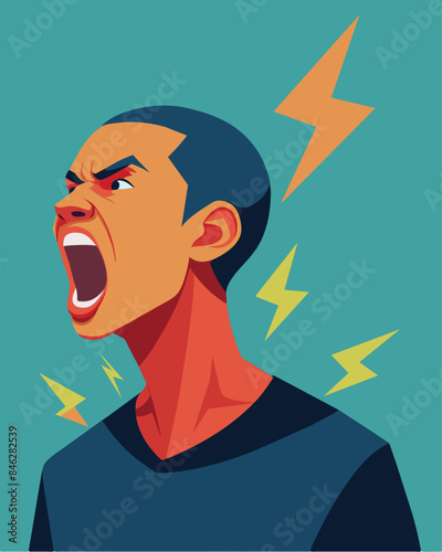 The person tried to shout but their voice was drowned out by the echoes of their own mistakes and regrets.. Vector illustration