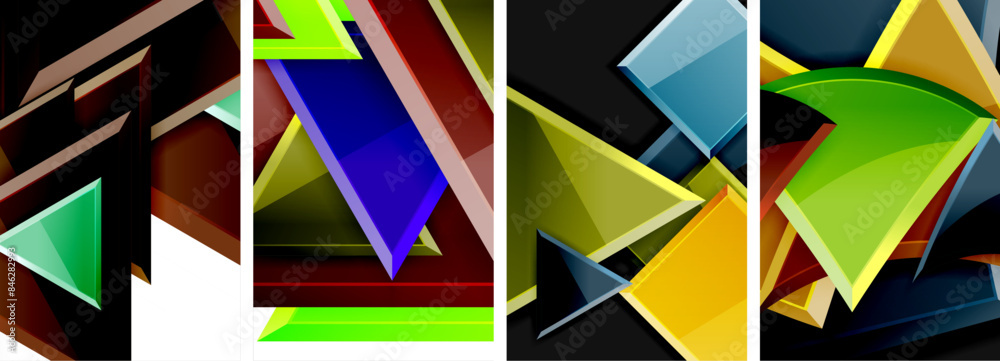 Triangle composition poster background set for wallpaper, business card, cover, poster, banner, brochure, header, website Triangle composition poster background set for wallpaper, business card, cover, poster, banner, brochure, header, website