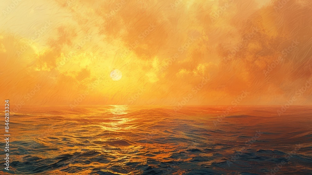 Obraz premium view of the sunset on the ocean