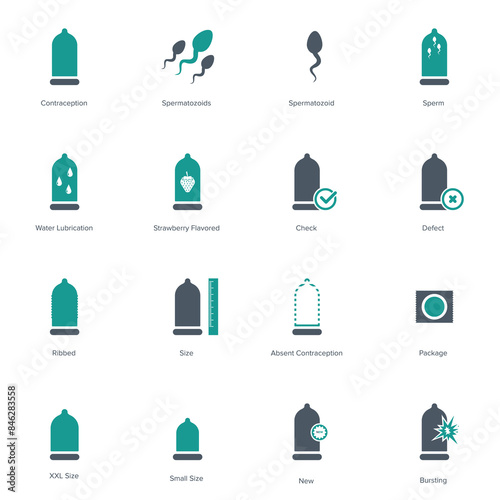Condom icon set. Safe sex icon vector illustration	