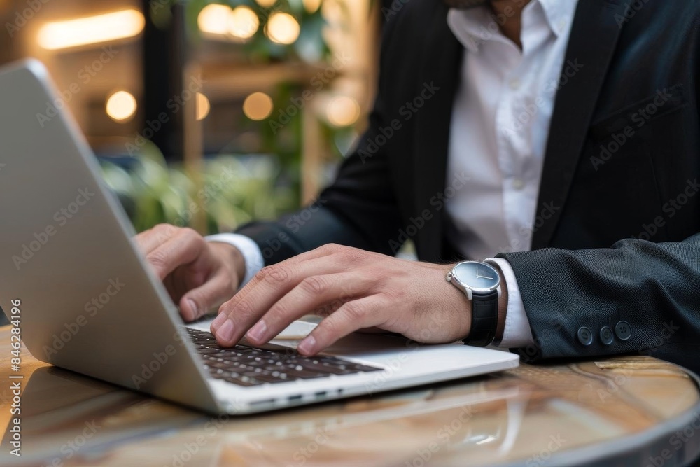 Hand Gesturing at Laptop with Watch