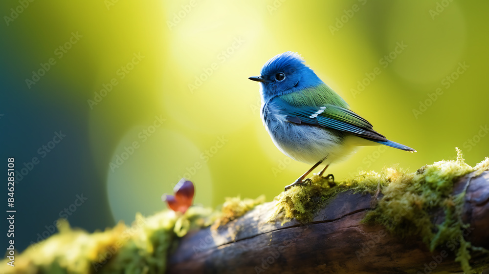 Colorful bird perching on a tree branch in the rainforest Colorful bird perching on a tree branch in the rainforest