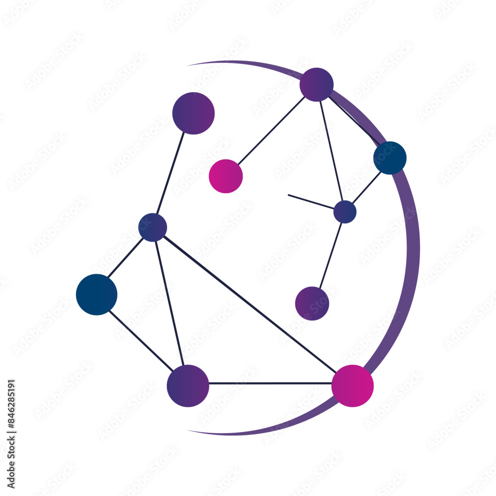 Flat Modern Cross Line Connection Dots Logo design Flat Modern Cross Line Connection Dots Logo design
