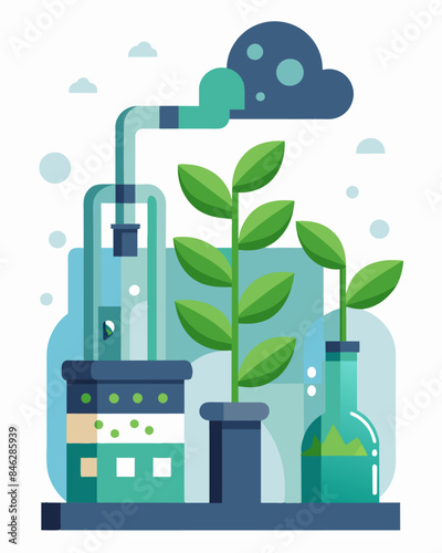 The air inside the plant is surprisingly clean thanks to advanced filtration systems that eliminate harmful emissions.. Vector illustration