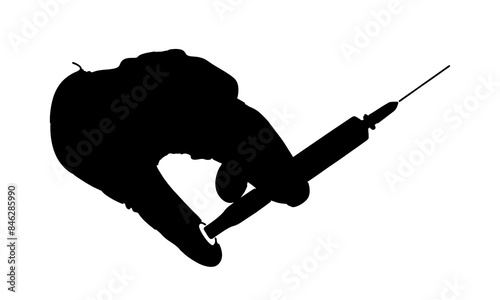 silhouette of gloved hand holding syringe