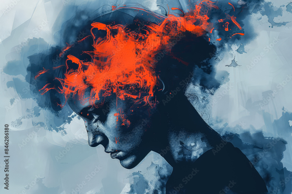 A person with mental health problems. Abstract illustration representing the challenges of mental health issues. A person with mental health problems. Abstract illustration representing the challenges of mental health issues.