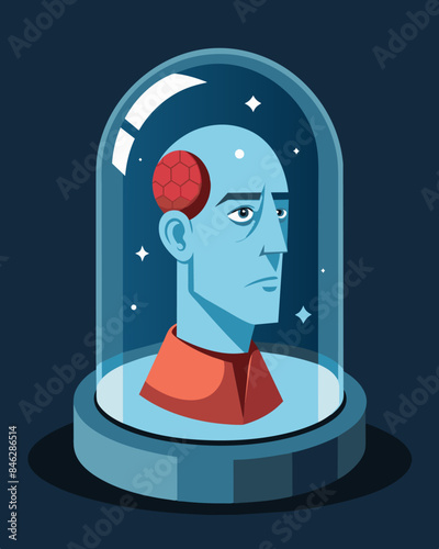 The onceexpansive mind is now ped within a cold metallic prison.. Vector illustration