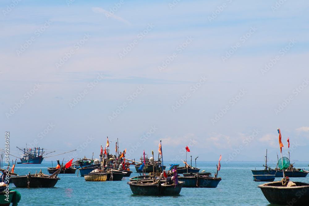 Photography capturing the traditional Vietnamese boats, showcasing their unique designs and the serene beauty of Vietnam's waterways. Perfect for highlighting cultural heritage and maritime life in Vi Photography capturing the traditional Vietnamese boats, showcasing their unique designs and the serene beauty of Vietnam's waterways. Perfect for highlighting cultural heritage and maritime life in Vi