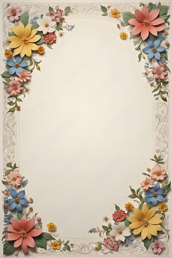Fototapeta premium Several different shapes of stationery using floral patterns