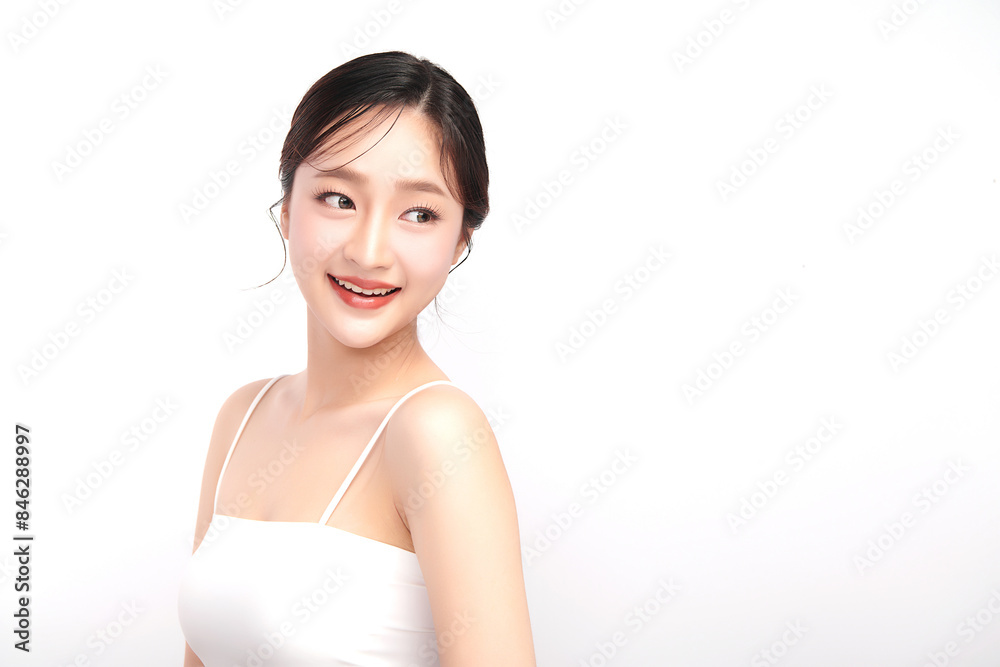 Beautiful young asian woman with clean fresh skin on white background, Face care, Facial treatment, Cosmetology, beauty and spa, Asian women portrait. Beautiful young asian woman with clean fresh skin on white background, Face care, Facial treatment, Cosmetology, beauty and spa, Asian women portrait.