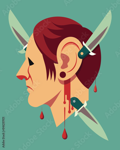 The victims ears were ing from the verbal knives being thrown with such precision.. Vector illustration