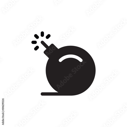 black colored bomb ready to explode, vector logo icon