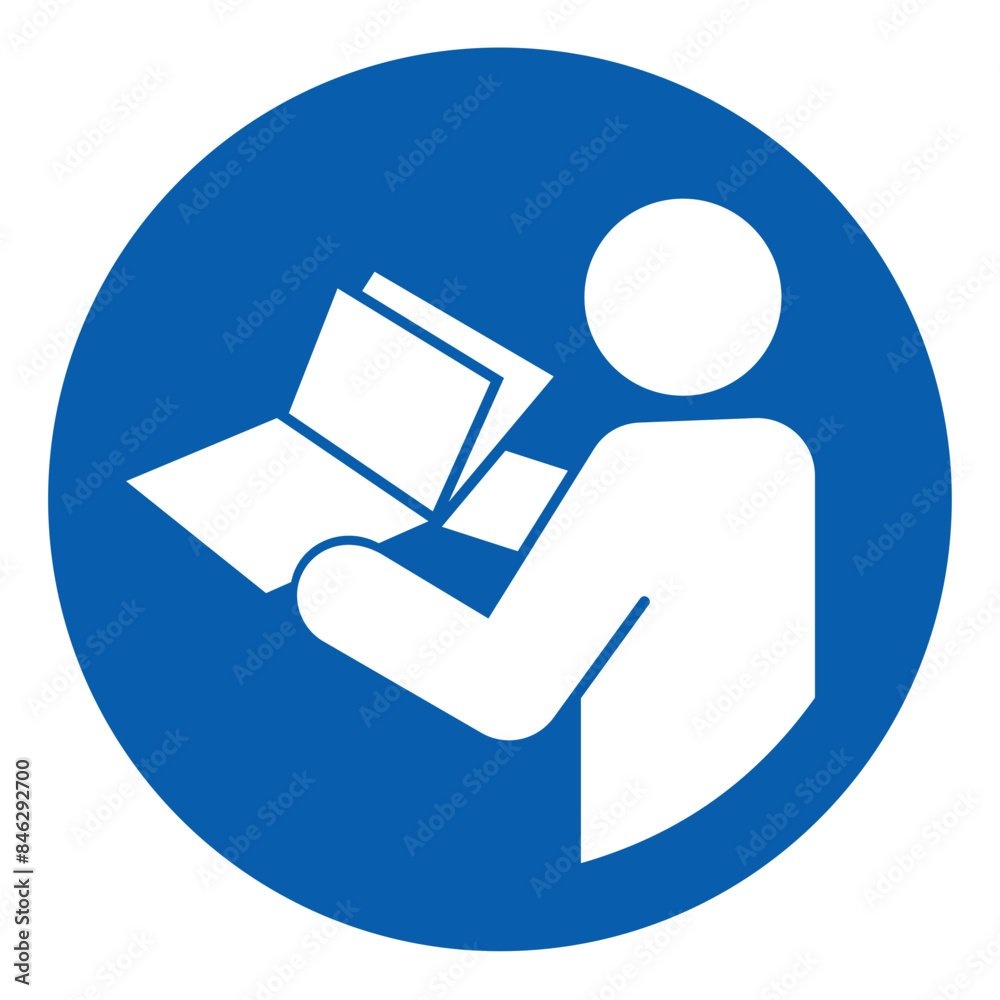 ISO mandatory safety signs_refer to instruction manual-booklet symbol and pictogram only size 1 x 1 round shape