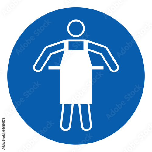 ISO mandatory safety signs_use protective apron symbol and pictogram only size 1 x 1 round shape