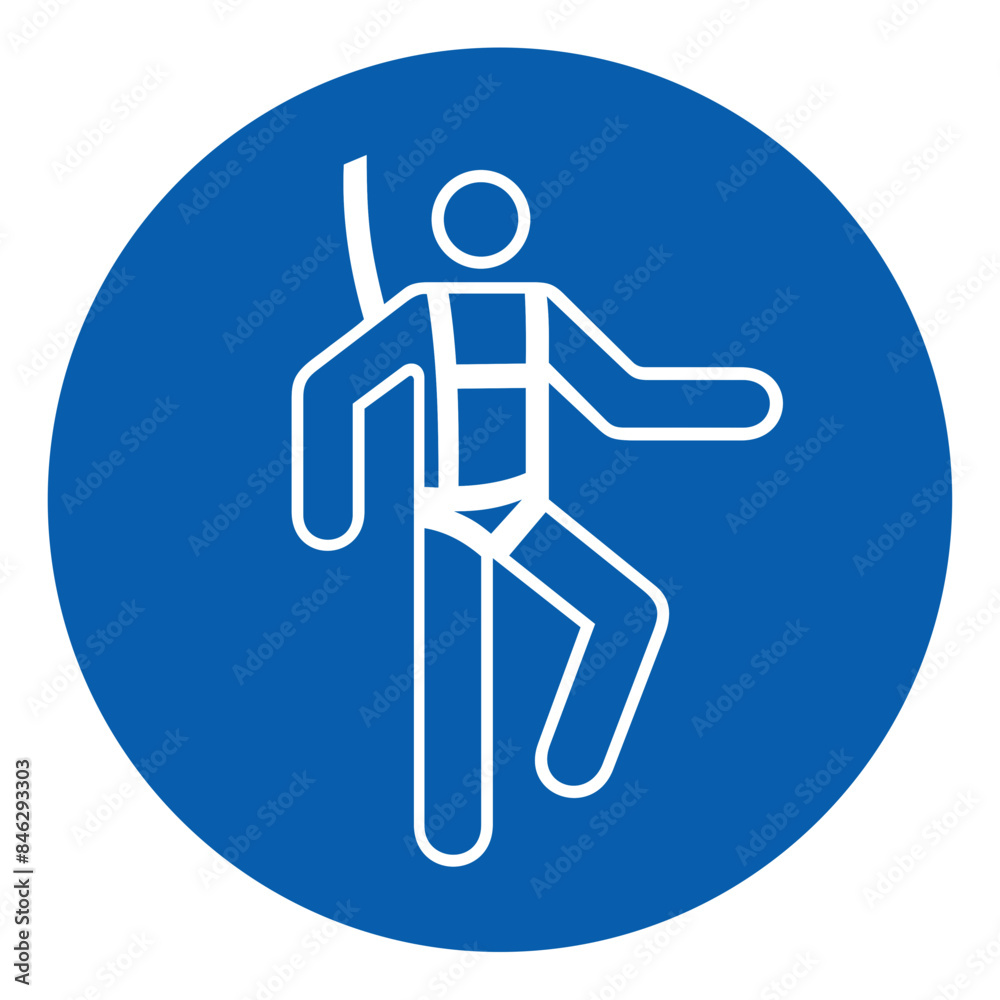 ISO mandatory safety signs_wear a safety harness symbol and pictogram only size 1 x 1 round shape ISO mandatory safety signs_wear a safety harness symbol and pictogram only size 1 x 1 round shape
