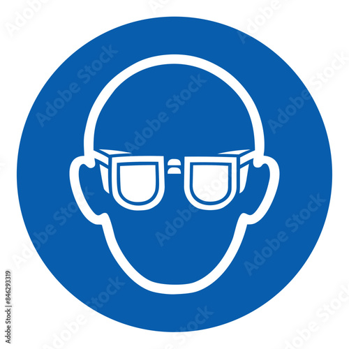ISO mandatory safety signs_wear eye protection symbol and pictogram only size 1 x 1 round shape