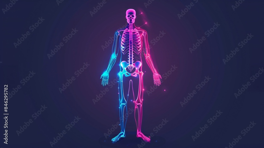 Robust bone health symbolizing overall well-being, with orthopedic safeguarding concept for medical establishments. Robust bone health symbolizing overall well-being, with orthopedic safeguarding concept for medical establishments.