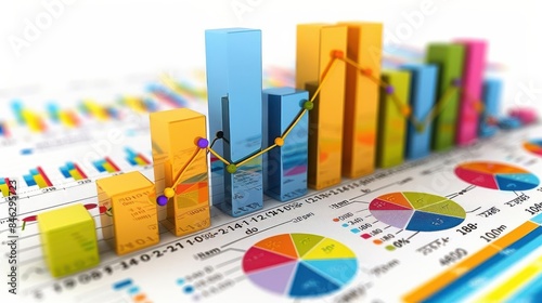 A savings goal chart clipart, financial planning element, infographic style, colorful, isolated on white background