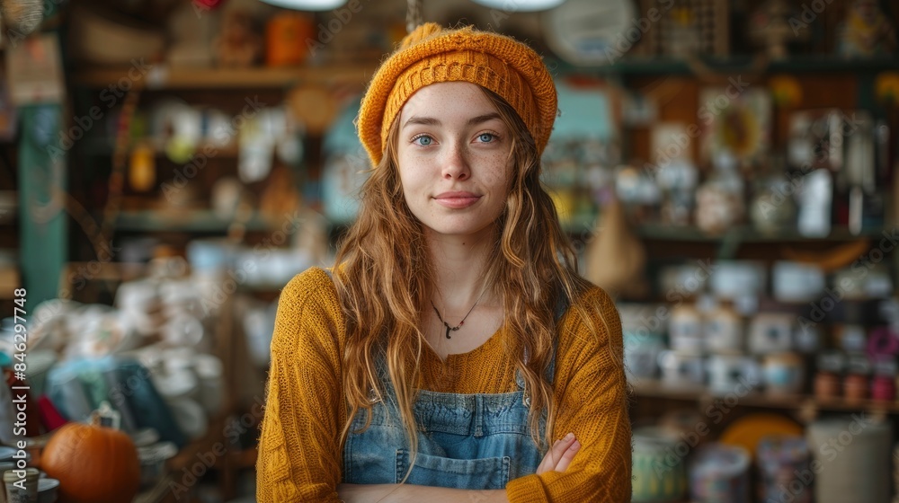A Creative Salesperson At A Home Decor Store, Passionately Suggesting Inspiring Design Ideas A Creative Salesperson At A Home Decor Store, Passionately Suggesting Inspiring Design Ideas