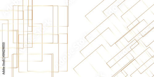 White geometry tiles shapes of rectangles abstract vector. background design with thin gold lines, white and gold combination, perfect for backgrounds, posters, wallpapers and more.