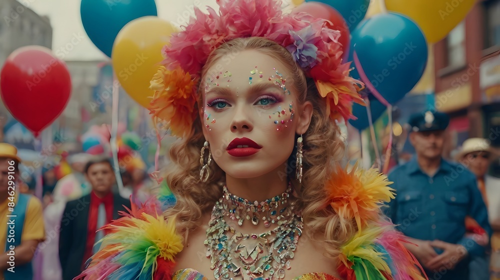 Women dress up colorfully to take part in the LGBT Pride parade in this LGBTQ festival illustration. Women dress up colorfully to take part in the LGBT Pride parade in this LGBTQ festival illustration.