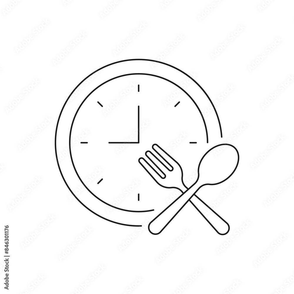 Time to eat icon flat style isolated on white background. Vector illustration Time to eat icon flat style isolated on white background. Vector illustration