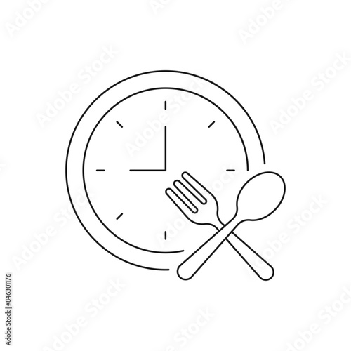 Time to eat icon flat style isolated on white background. Vector illustration