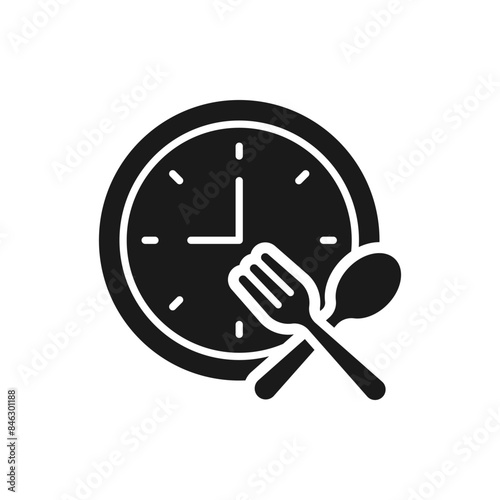 Time to eat icon flat style isolated on white background. Vector illustration