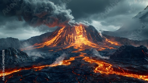 Awe Inspiring Volcanic Eruption A Fiery Spectacle of Nature s Unbridled Power