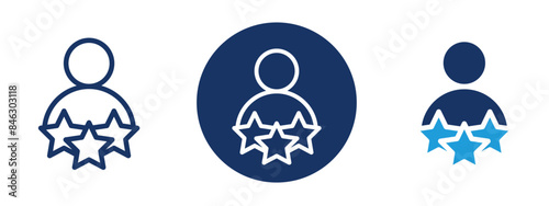 Rating employee icon, consumer quality rating icon, 3 star employee rating icon