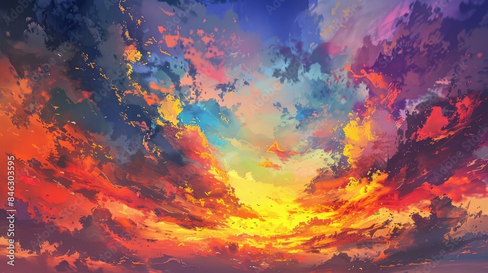 Vibrant Sunset Sky with Multicolored Clouds Vibrant Sunset Sky with Multicolored Clouds
