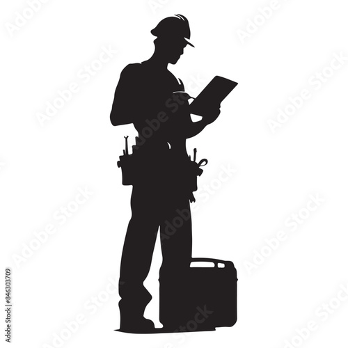 silhouette of Worker In Action illustration