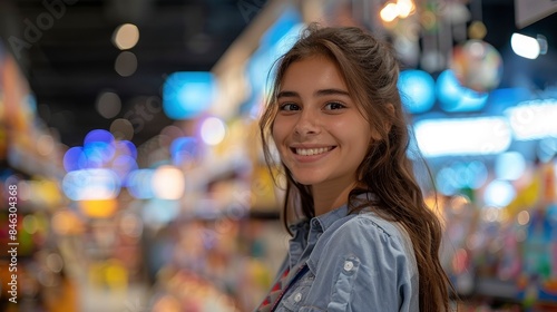 Wallpaper Mural A Friendly Salesperson At A Children'S Expo, Joyfully Promoting Engaging And Educational Toys Torontodigital.ca