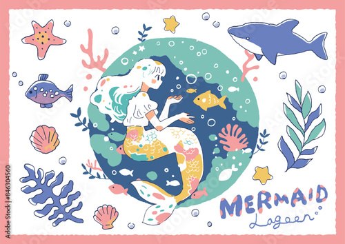 人魚姫と海の生物たち