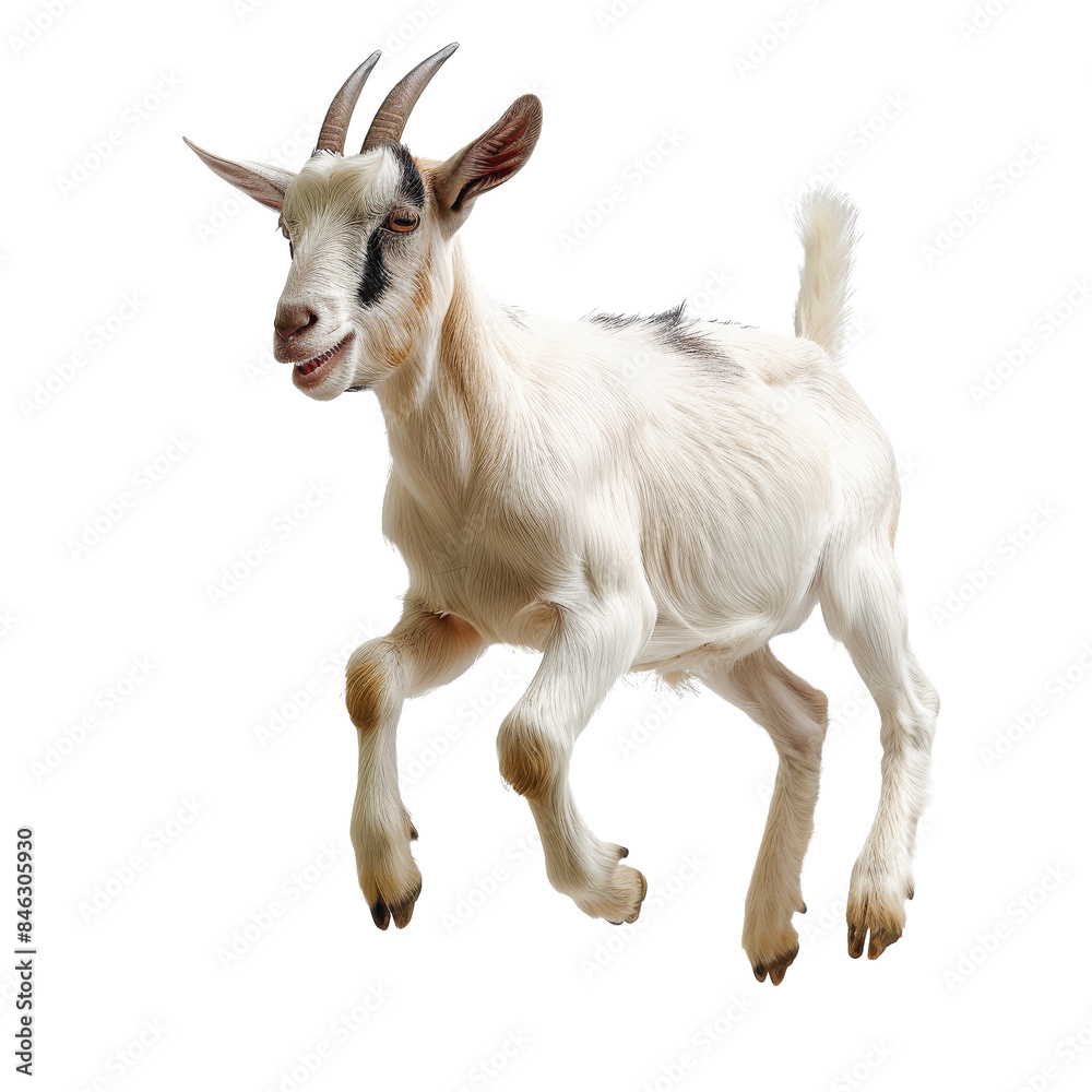 Fototapeta premium Leaping Goat in Mid-Air Action