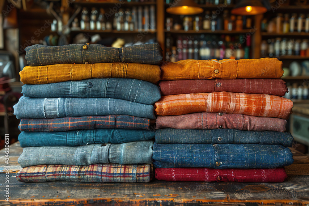 Stack of Colorful Cozy Sweaters, Warm and Fuzzy Winter Clothing