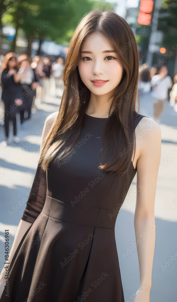 model wears a black dress model wears a black dress