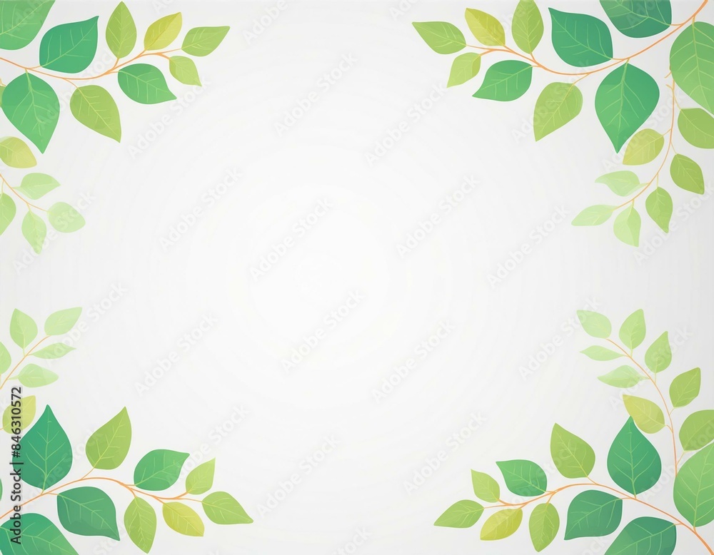 水彩風ツタの葉のフレーム
