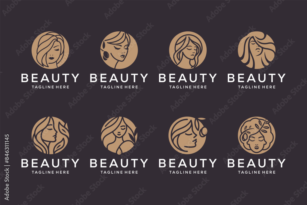 Set of luxury beauty woman logo design for makeup, salon and spa, beauty care Set of luxury beauty woman logo design for makeup, salon and spa, beauty care