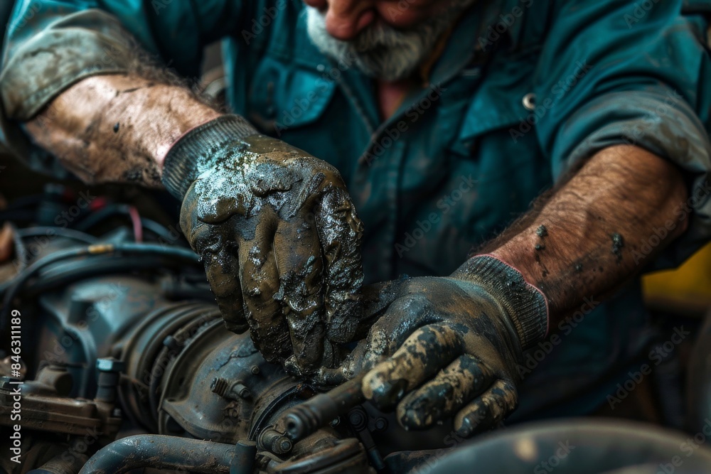 shot of a mechanic hands covered in grease and oil shot of a mechanic hands covered in grease and oil