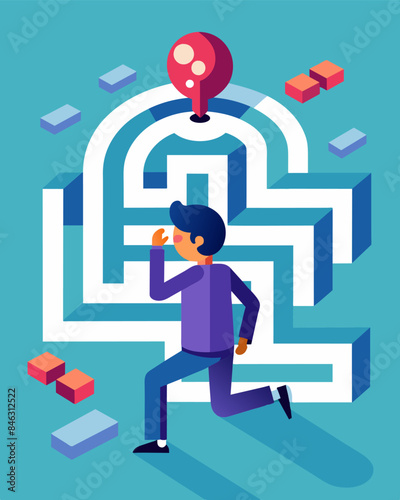 The mental twists and turns of the maze leave the person questioning their sanity and reality.. Vector illustration photo