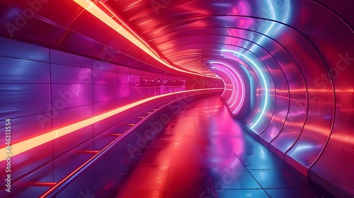 Futuristic Fashion Metropolis Bathed in Neon Lights and Abstract Shapes