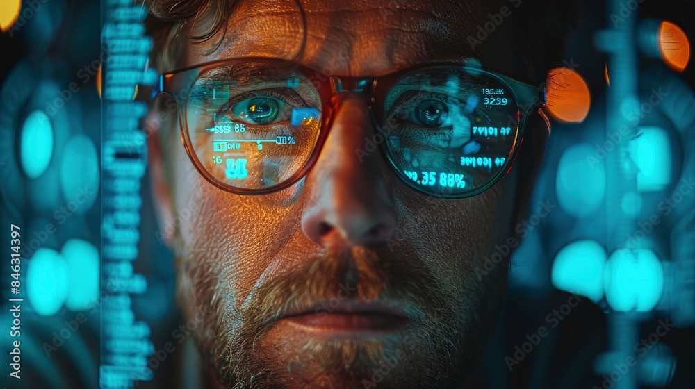 An Analytical Scientist Intently Analyzing Complex Data On A Computer Screen An Analytical Scientist Intently Analyzing Complex Data On A Computer Screen