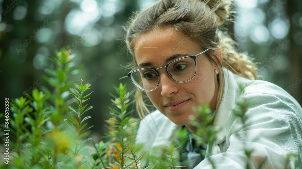 An Eco-Conscious Scientist In A Renewable Resource Lab, Researching Biomass Energy To Create Sustainable Solutions An Eco-Conscious Scientist In A Renewable Resource Lab, Researching Biomass Energy To Create Sustainable Solutions