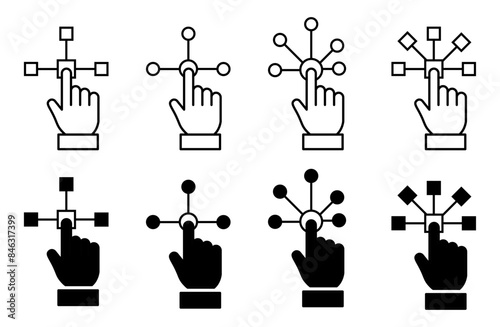 Interaction icon set,interaction click icon. Connection icons.Cursor Icons.Clickable Cursor Icons
