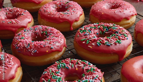 donuts with red frosting and sprinkles on top